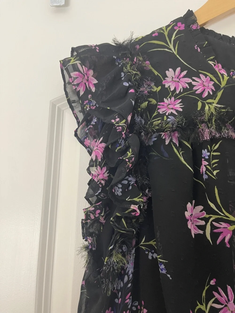 CeCe Plus Size Smocked Waist Ruffle  Sleeveless Mock Neck Floral Midi Dress - Picture 5 of 13